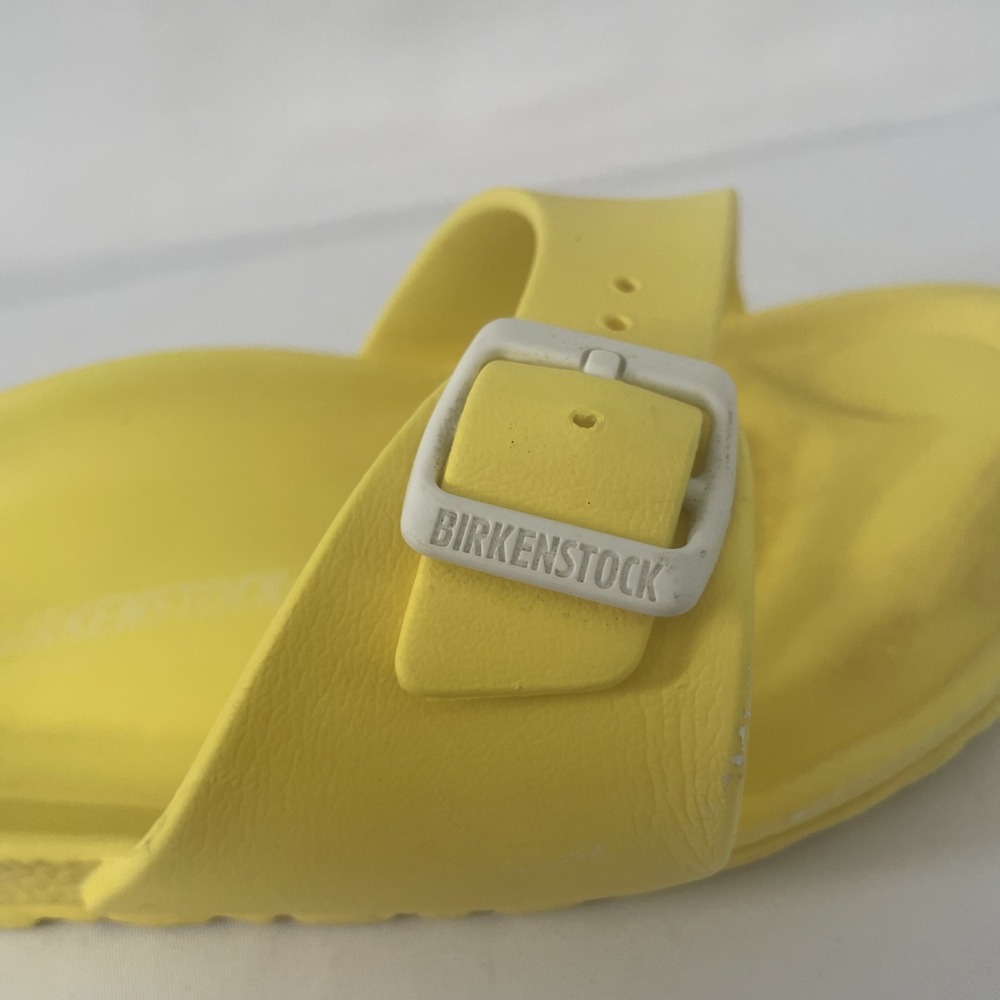 Birkenstock EVA Neon Yellow Single Strap Slide Sandals Womens 40 - Picture 3 of 16